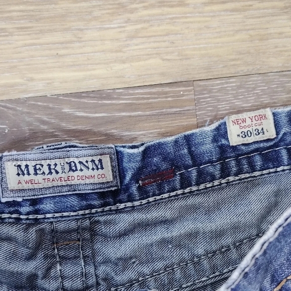 MEK Blue Jean Shorts with Distressed Hem and Casual Style Silver Buttons - Picture 2 of 3